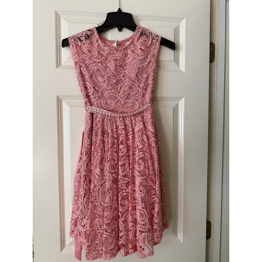 Just Kids Charming Girls Pink Lace Dress Size 10 - Stylish & Comfortable Tulle